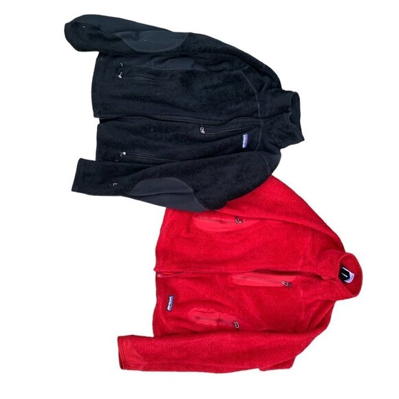 BUNDLE of 2 Patagonia Fleece Jacket Sweaters - Red and Black - BROKEN ZIPPERS - Picture 7 of 16